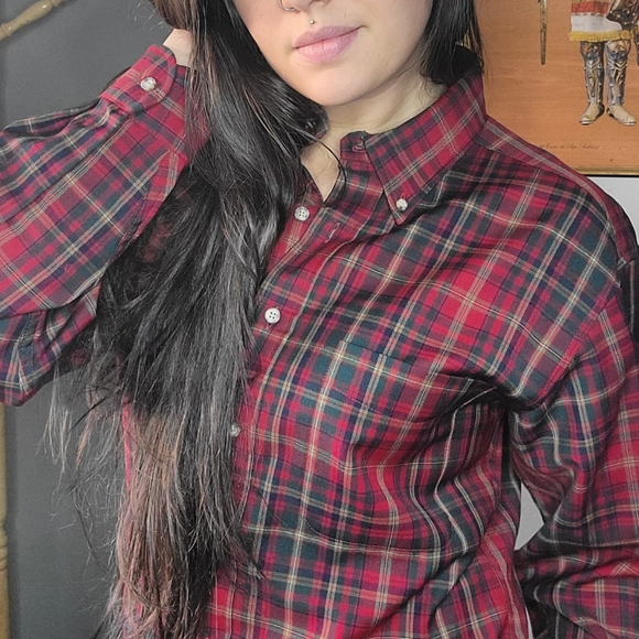 Vintage 60s 70s Pendleton Wool Plaid Button Down Shirt Mens Medium Red USA - Picture 7 of 10